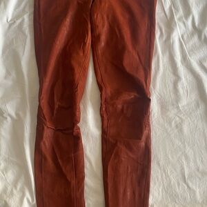 AG Adriano Goldschmied Burnt Orange Leather Pants